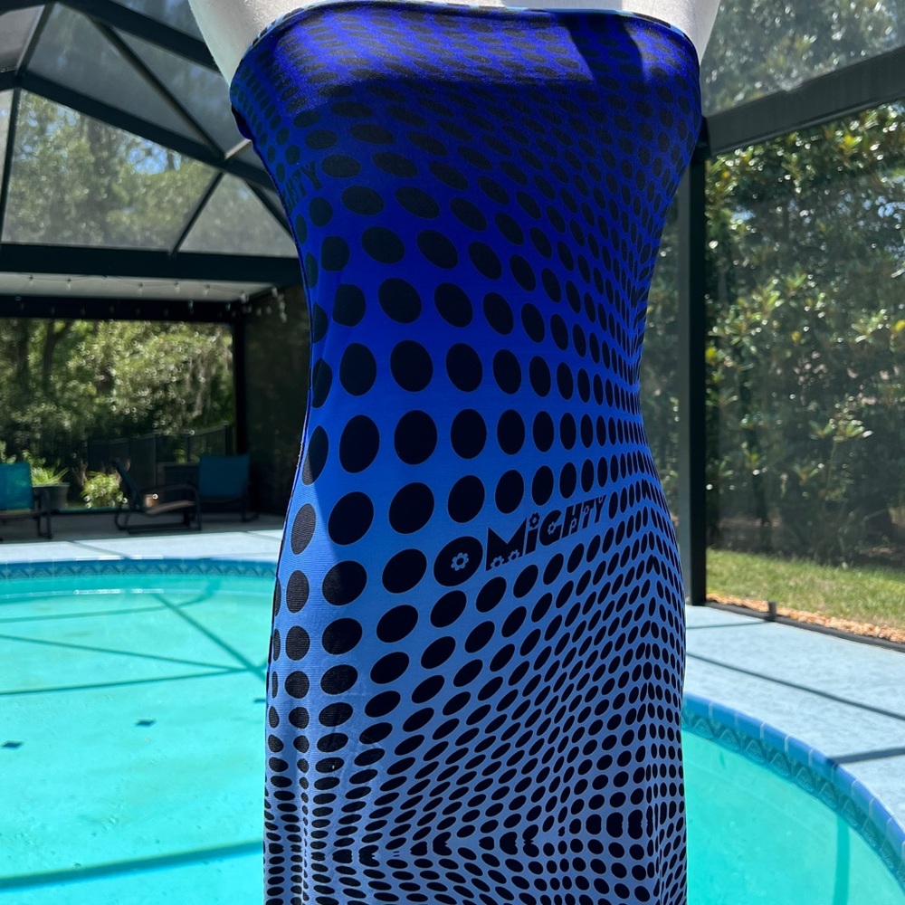 Omighty Blue and Black Polka Dot Mini Dress